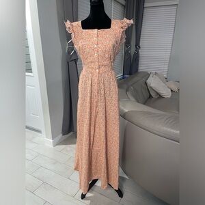 Recollections vintage floral print prairie cottagecore maxi cotton day dress S